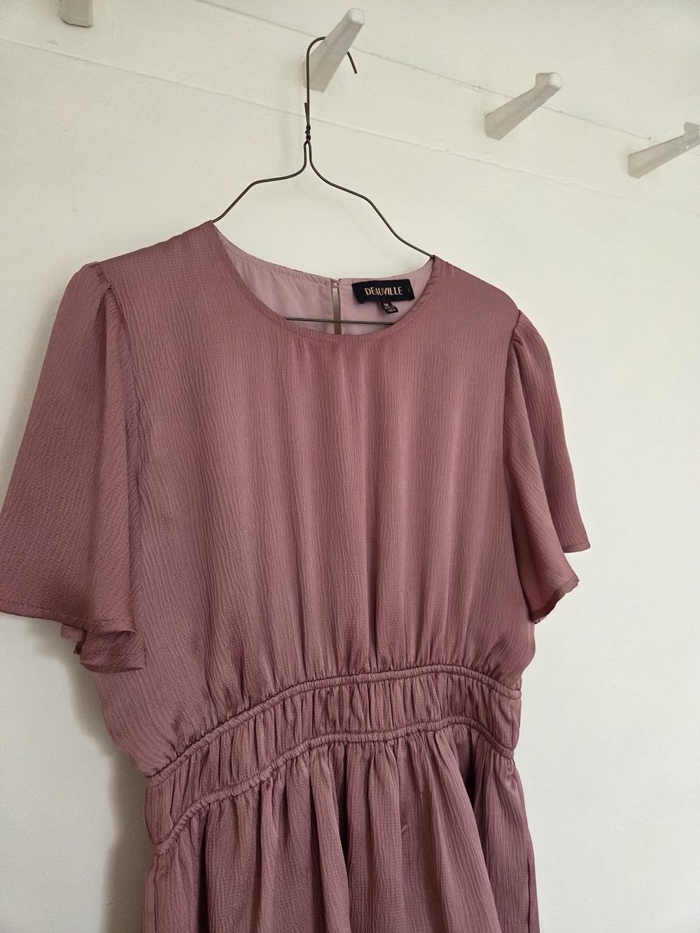 Mauve Tiered Maxi Dress with Elastic Waist - Picture 4 of 5